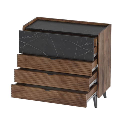 Комод Браун Таксония/Мрамор Неро маркина 854