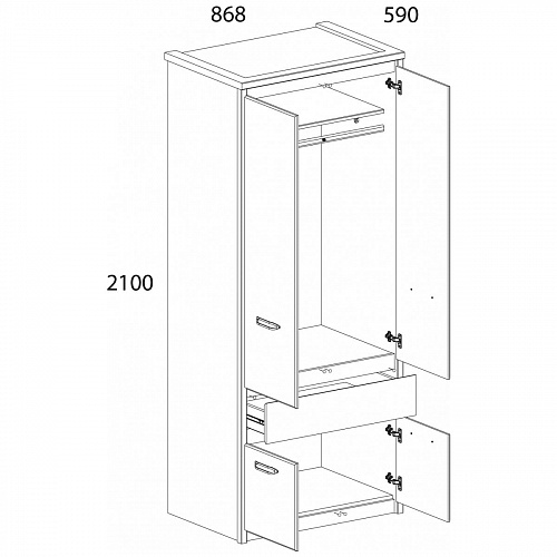 Шкаф 4DG1S JAZZ Каштан найроби/Оникс