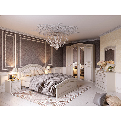 Спальный гарнитур Николь МГ Ясень жемчужный/Ваниль