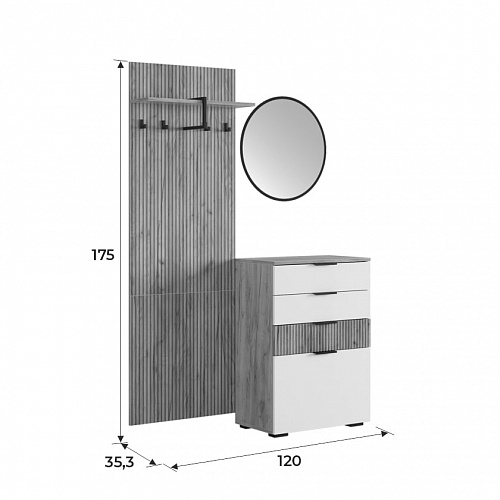 Прихожая К3  дуб крафт золотой/графит/черный
