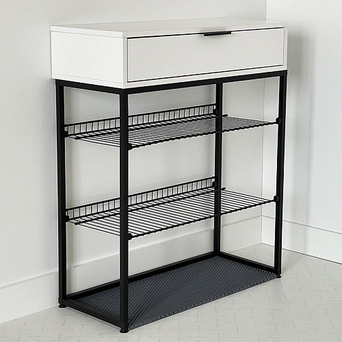 Обувница Краш черный муар/белое дерево