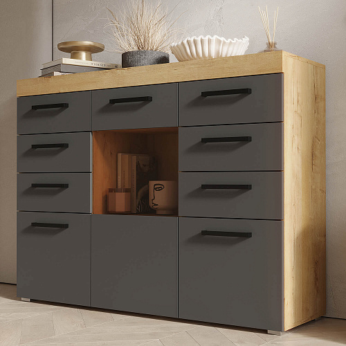 Комод Бастон Дуб Вотан/Графит