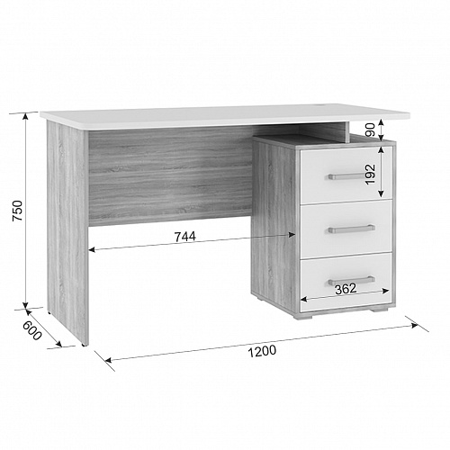 Стол компьютерный Лайт-2 графит/дуб крафт золотой