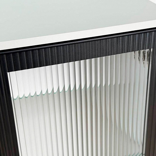 Комод Рич 2 со стеклом кашемир/фрапучино матовый/черный