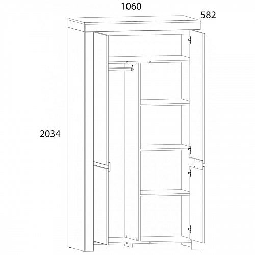 Шкаф TAURUS 2DG Белый/Дуб вотан