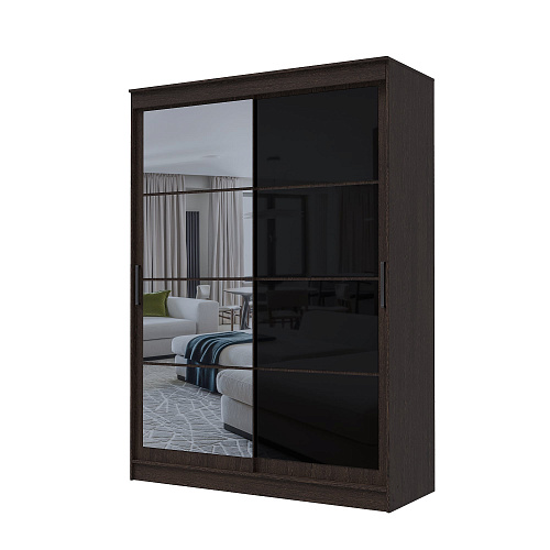 Шкаф-купе ГРАНД 1 1,6 Венге/Зеркало/Лакобель черный