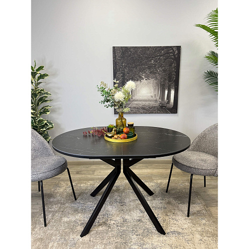 Стол обеденный Kenner DO1200 черный/керамика мрамор черный