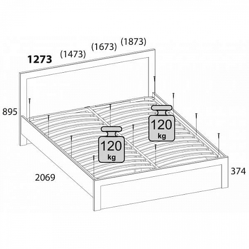 Кровать односпальная DOORSET 120 дуб наварра