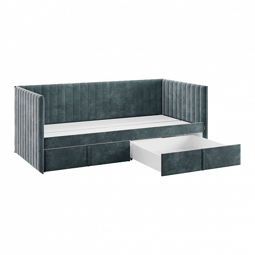 Кровать с ящиками Твикс (Софа) 90х200 графит (велюр)