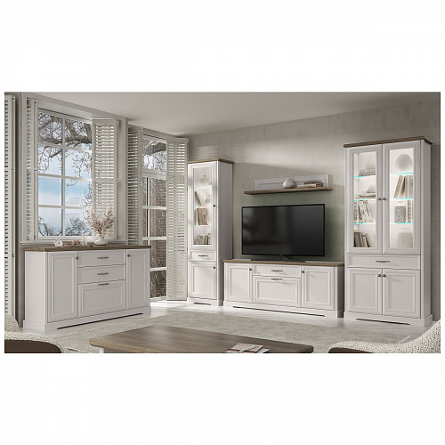 Шкаф с витриной TOSCANA NEW 1V1D1S Персидский жемчуг/Каньон