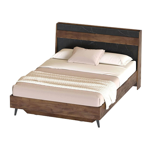 Кровать двуспальная Браун 1600х2000 Таксония/Мрамор Неро маркина 854