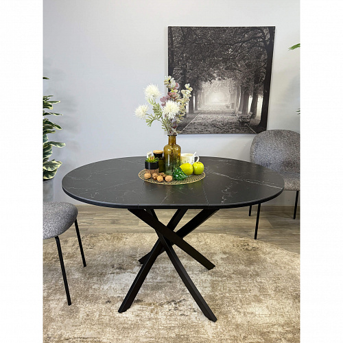 Стол обеденный Kenner R900 черный/керамика мрамор черный