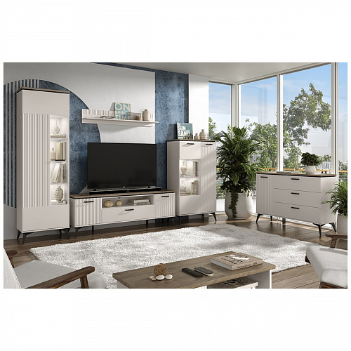 Шкаф с витриной VINATI 1V1D P ПЕРСИДСКИЙ ЖЕМЧУГ/АМАРОК