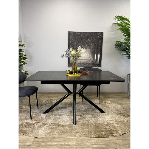 Стол обеденный Kenner DM1550 черный/керамика мрамор черный