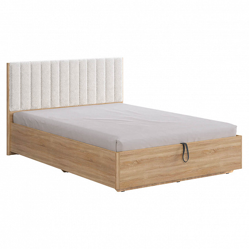 Кровать с подъемным механизмом Юлия 140х200 дуб сонома/белый (плюш)