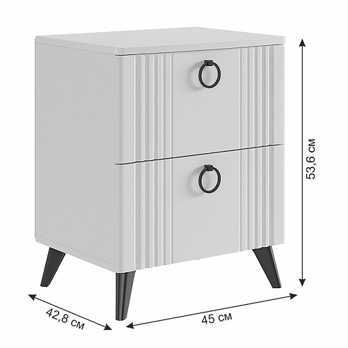 Тумба прикроватная Ева 2 белое дерево/белый матовый