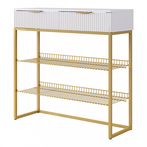 Обувница Классная 1 белое дерево/золото