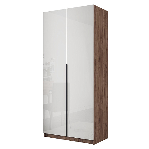 Шкаф Локер 1000 распашной Крафт табачный/Стекло белое