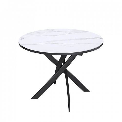 Стол обеденный Kenner R900 черный/керамика мрамор белый
