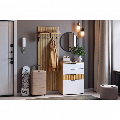 Прихожая К3 дуб крафт золотой/белое дерево/черный