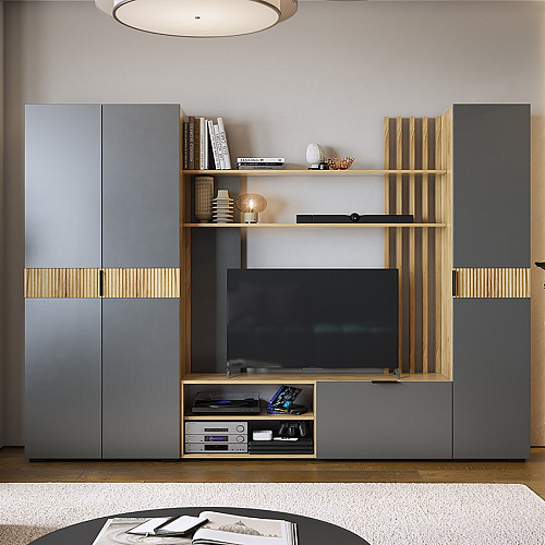 Гостиная Бери К2 дуб крафт золотой/графит