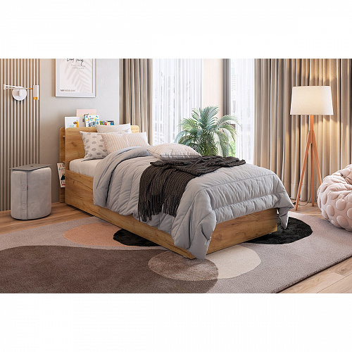 Кровать с подъемным механизмом Юниор 90х200 дуб крафт золотой