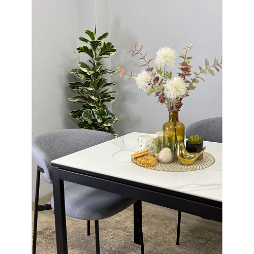 Стол обеденный Kenner LK900 черный/керамика GLORIA WHITE