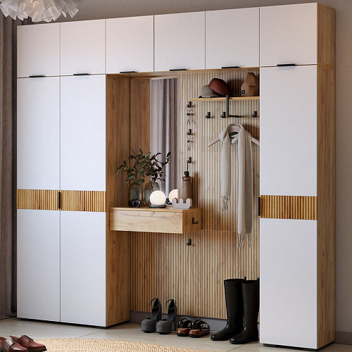 Прихожая К12 дуб крафт золотой/белое дерево