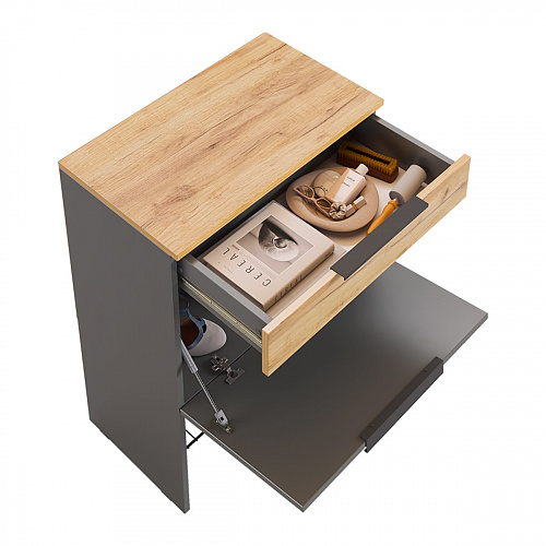 Обувница Баско графит/дуб крафт золотой