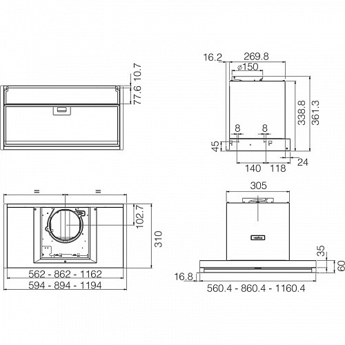 Встраиваемая вытяжка ELICA BOXIN ADVANCE @ IX/A/120-PRF0182703A