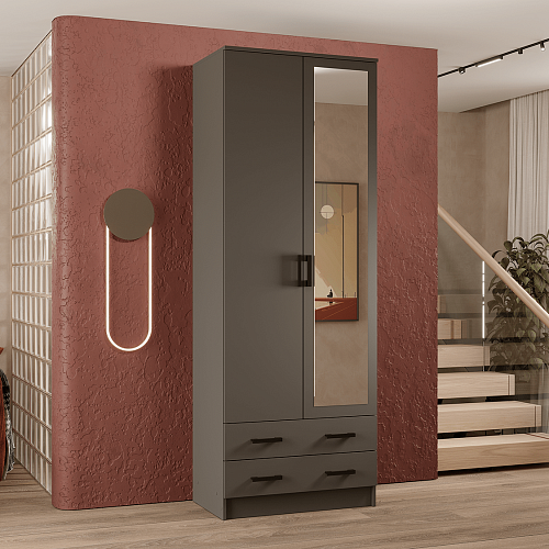 Шкаф Дуэт платяной с зеркалом Графит