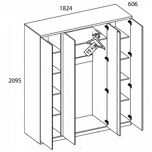 Шкаф LIMA 4DG Персидский жемчуг/Мадура