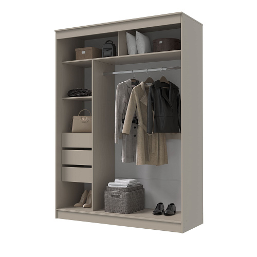 Шкаф-купе ГРАНД 1 1,6 Сатин/Зеркало/Лакобель черный