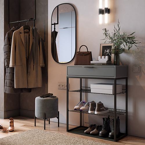 Обувница Краш черный муар/графит