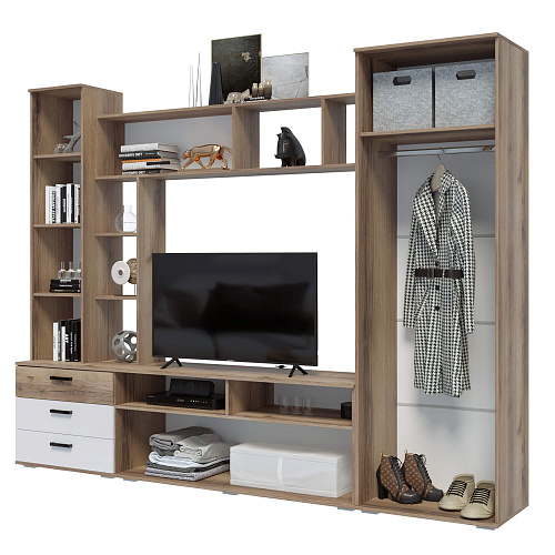 Гостиная Крокус Дуб делано/Белый гладкий