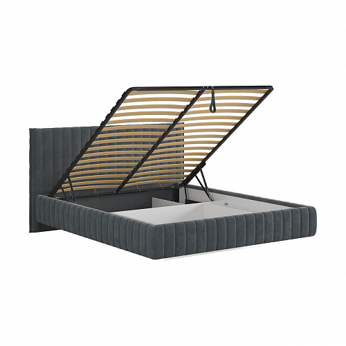 Кровать с подъемным механизмом Твикс 160х200 графит (велюр)