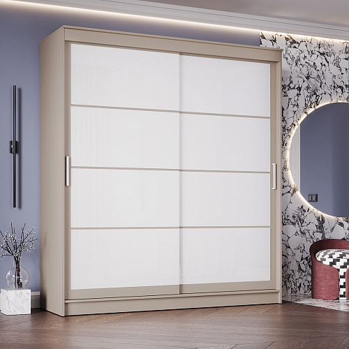 Шкаф-купе ГРАНД 1 2,0 Сатин/Лакобель белый