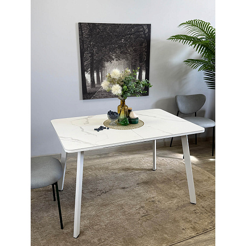 Стол обеденный Kenner AK1200 белый/керамика GLORIA WHITE