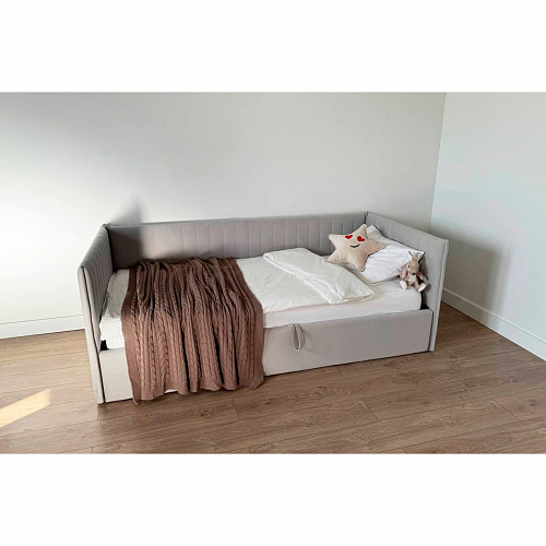 Кровать с подъемным механизмом Твикс (Софа) 90х200 галька (велюр)