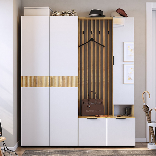 Прихожая Бери К3 дуб крафт золотой/белое дерево