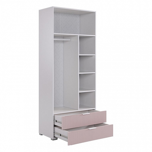 Шкаф двухдверный Зефир 120.01 белое дерево/пудра розовая (эмаль)