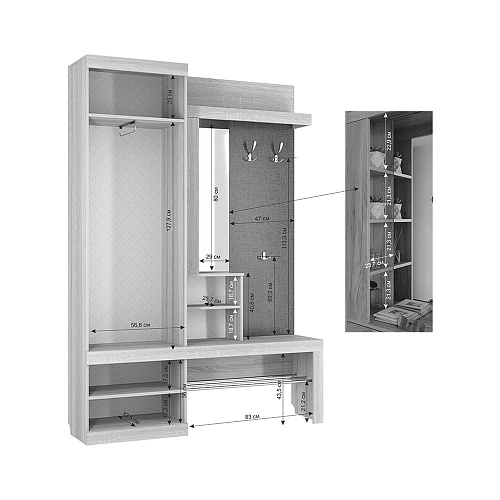 Прихожая Алекс дуб крафт золотой/белое дерево