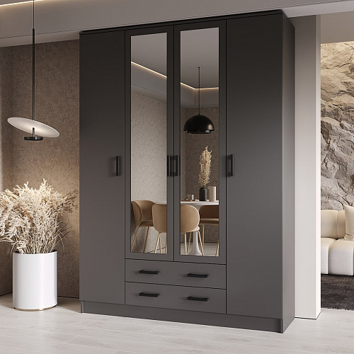 Шкаф Квадро с зеркалом Графит
