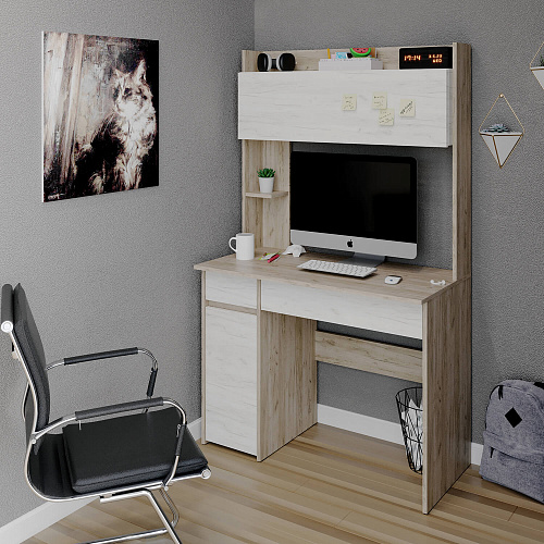 Стол компьютерный СК 10 дуб крафт серый/дуб крафт белый