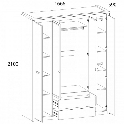 Шкаф 4DG2S Z JAZZ Каштан найроби/Оникс