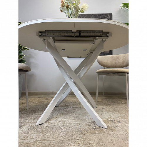 Стол обеденный Kenner R1100s белый/керамика мрамор белый глянец