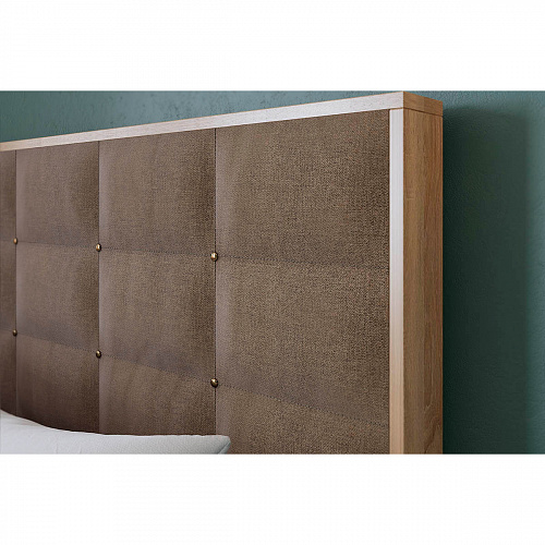 Кровать с подъемным механизмом Николь М 1600х2000 дуб сонома/какао (рогожка)