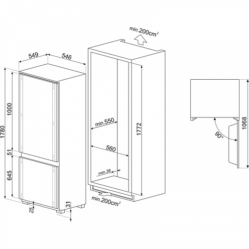 Встраиваемый холодильник Smeg C9174TN5D1