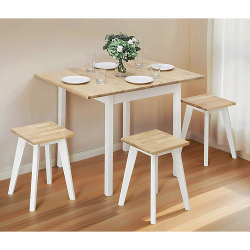 Стол раскладной малый ИДЕЯ массив Бесцветный (Лак)/СНЕГ