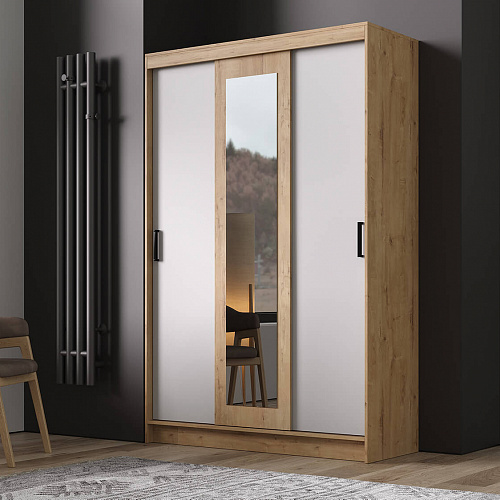 Шкаф-купе БРУНО 5 Дуб Вотан/фасад Белый гладкий